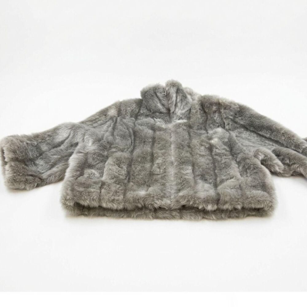 Vintage 90s Olympia Limited Inc. Gray Faux Fur Zip-Up Coat (Men's S) Woman's L